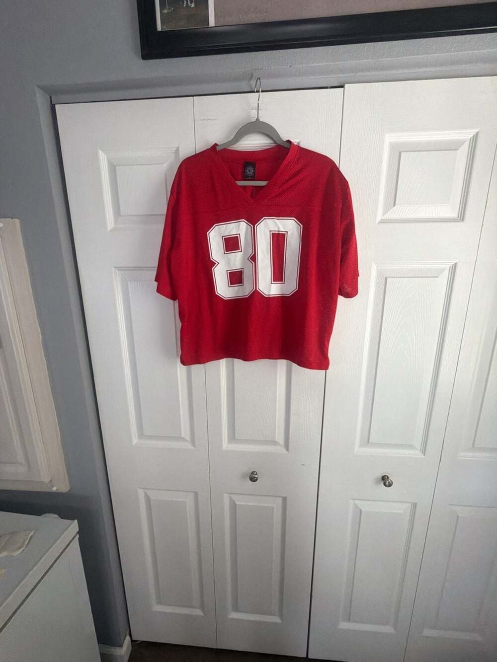 PacSun Red Mesh Football Jersey with Number 80
